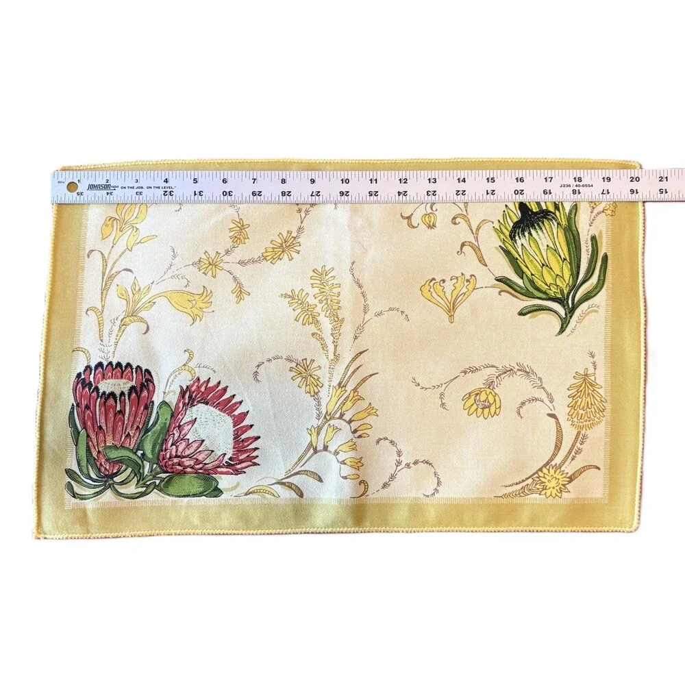 6 Vintage MCM Placemats Yellow with African Flowers